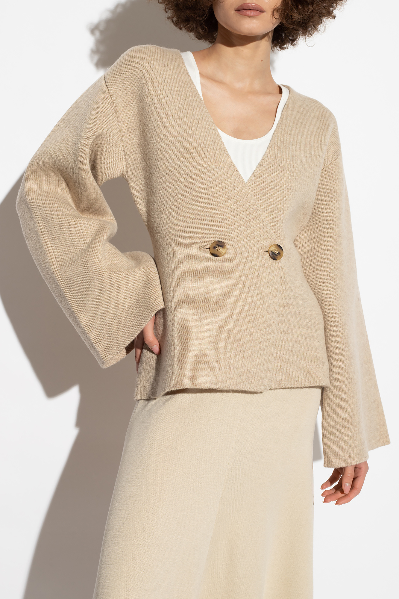 Beige Tinley wool cardigan By Malene Birger Oscar Jacobson